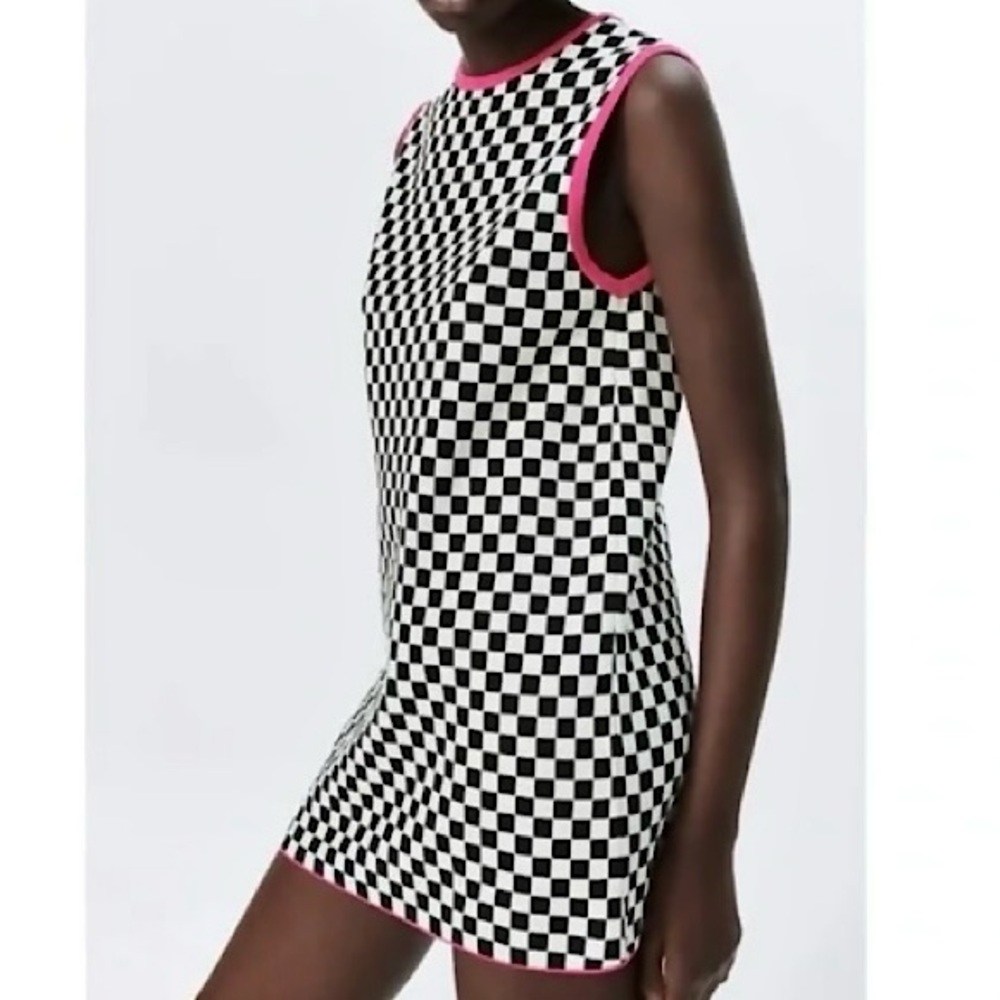 ZARA Checker Knit Shift Dress